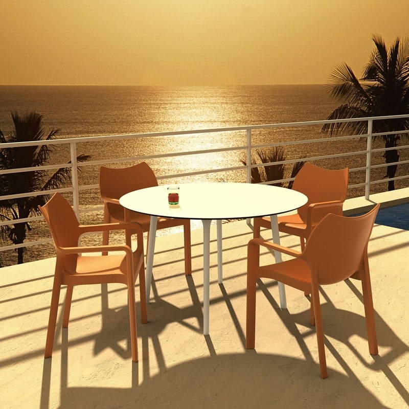 Compamia Diva Resin Outdoor Patio Dining Arm Chair in Orange