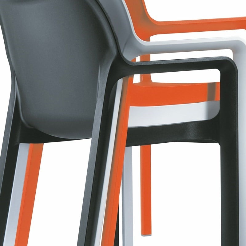 Compamia Diva Resin Outdoor Patio Dining Arm Chair in Orange