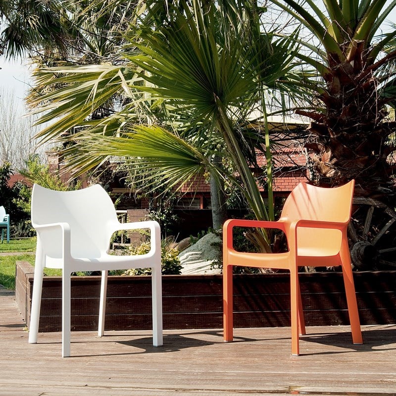 Compamia Diva Resin Outdoor Patio Dining Arm Chair in Orange