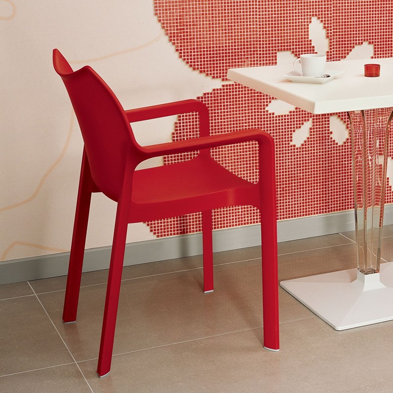 Compamia Diva Resin Outdoor Patio Dining Arm Chair in Red