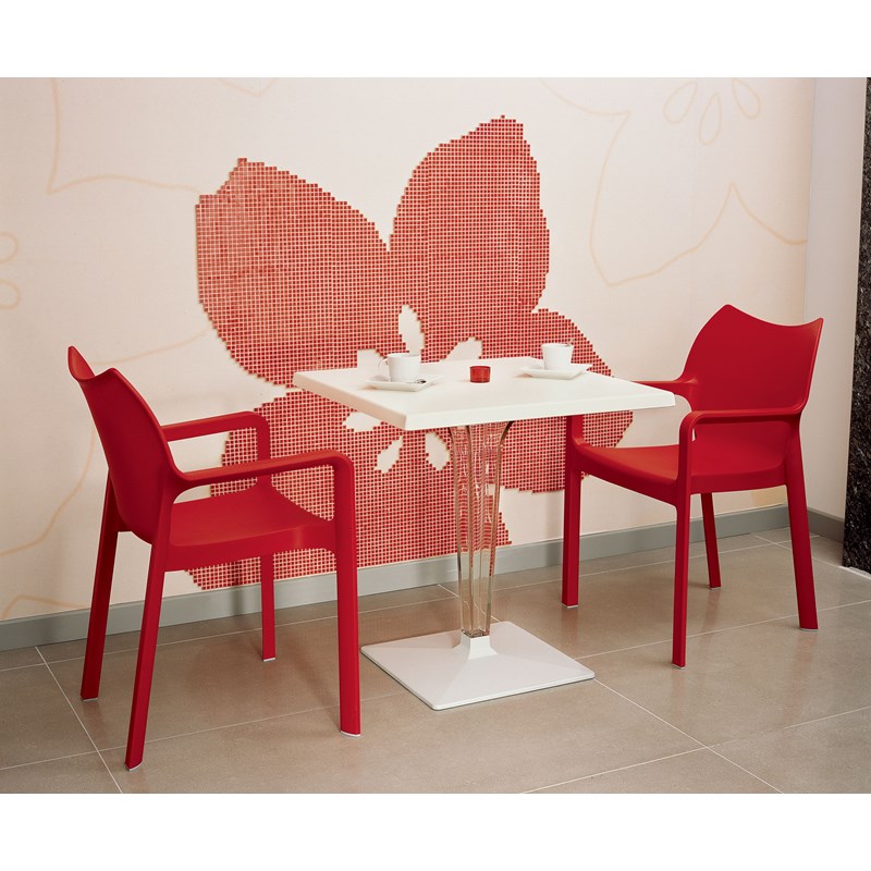 Compamia Diva Resin Outdoor Patio Dining Arm Chair in Red
