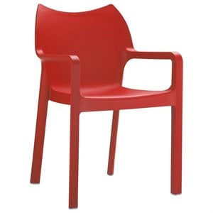 Compamia Diva Resin Outdoor Patio Dining Arm Chair in Red