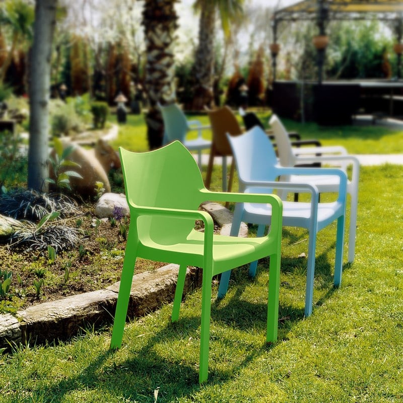 Compamia Diva Resin Outdoor Patio Dining Arm Chair in Tropical Green