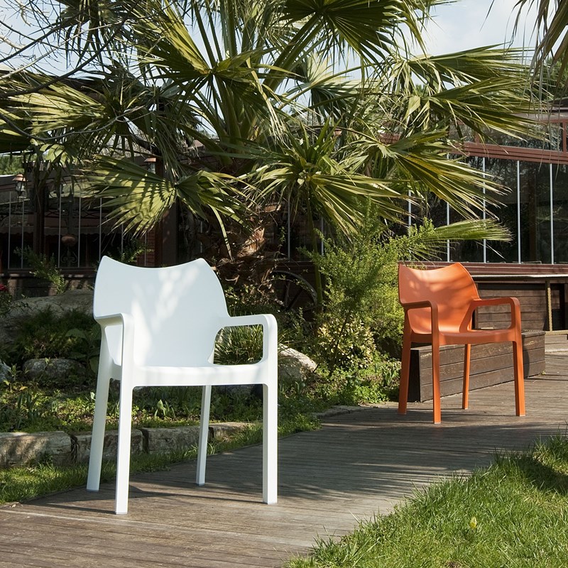 Compamia Diva Resin Outdoor Patio Dining Arm Chair in Tropical Green