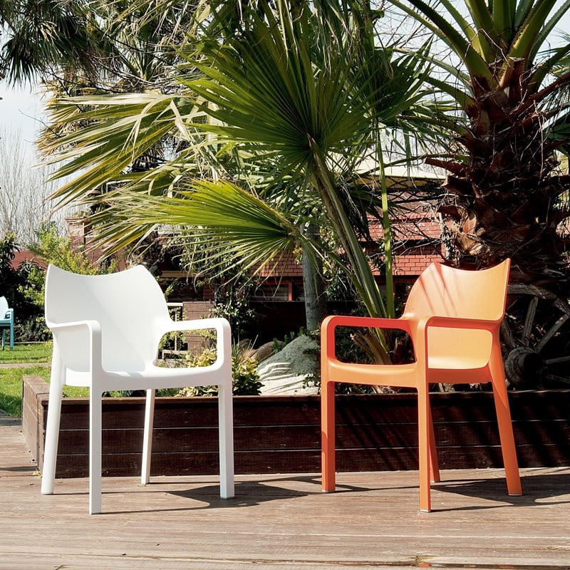 Compamia Diva Resin Outdoor Patio Dining Arm Chair in Tropical Green