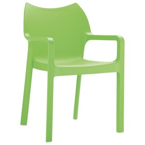 Compamia Diva Resin Outdoor Patio Dining Arm Chair in Tropical Green
