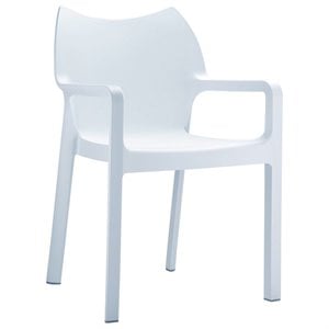 Compamia Diva Resin Outdoor Patio Dining Arm Chair in White