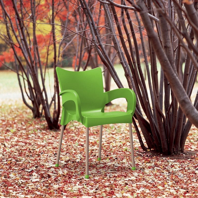 Compamia Romeo Resin Patio Dining Arm Chair in Apple Green