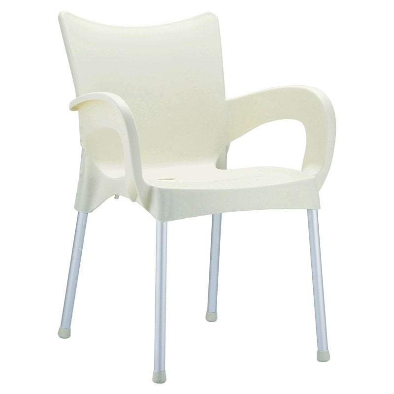 Compamia Romeo Resin Patio Dining Arm Chair in Beige