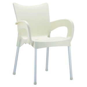 Compamia Romeo Resin Patio Dining Arm Chair in Beige