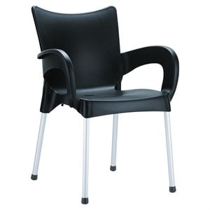 Compamia Romeo Resin Patio Dining Arm Chair in Black
