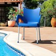 Compamia Romeo Resin Patio Dining Arm Chair in Dark Blue