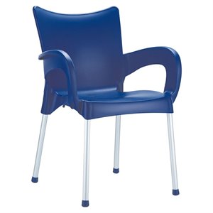 Compamia Romeo Resin Patio Dining Arm Chair in Dark Blue