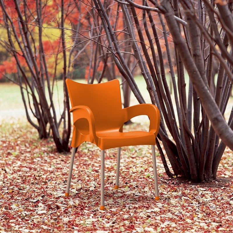 Compamia Romeo Resin Patio Dining Arm Chair in Orange