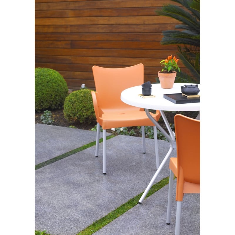 Compamia Romeo Resin Patio Dining Arm Chair in Orange