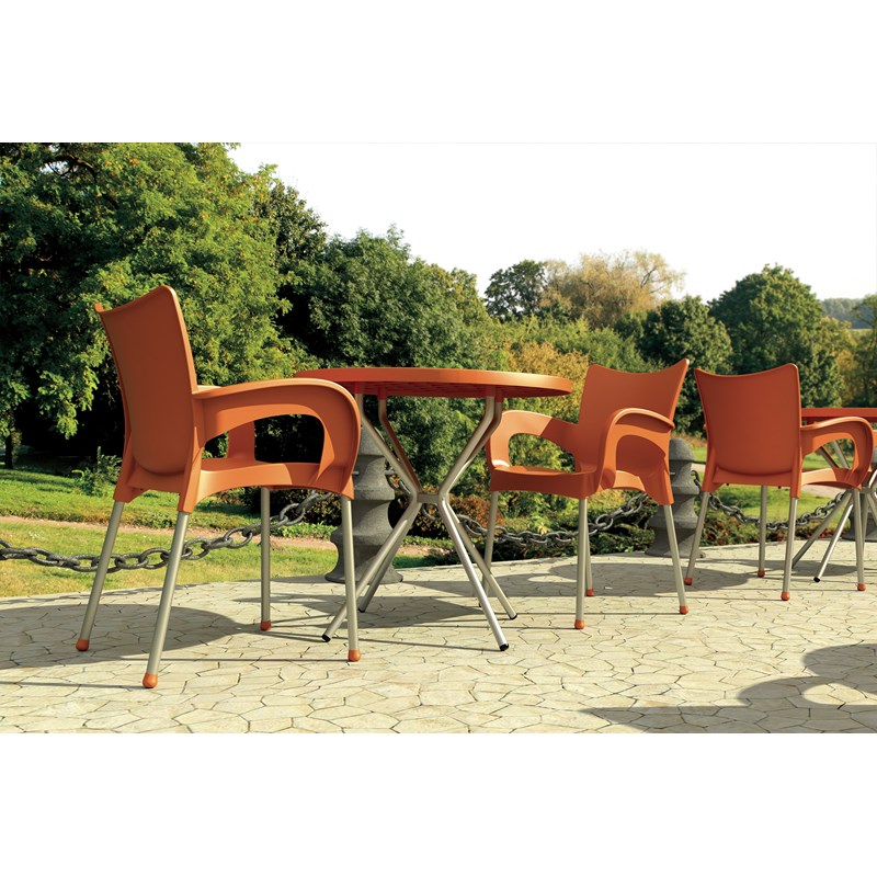 Compamia Romeo Resin Patio Dining Arm Chair in Orange