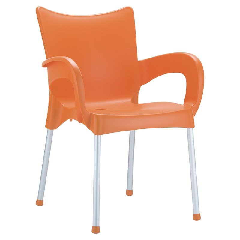 Compamia Romeo Resin Patio Dining Arm Chair in Orange