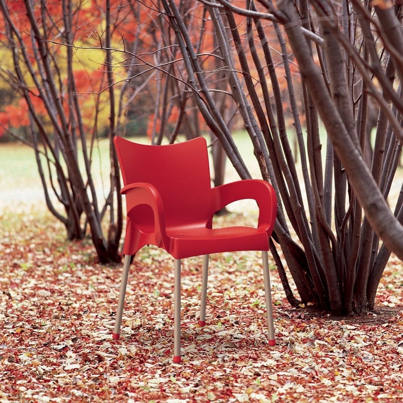 Compamia Romeo Resin Patio Dining Arm Chair in Red