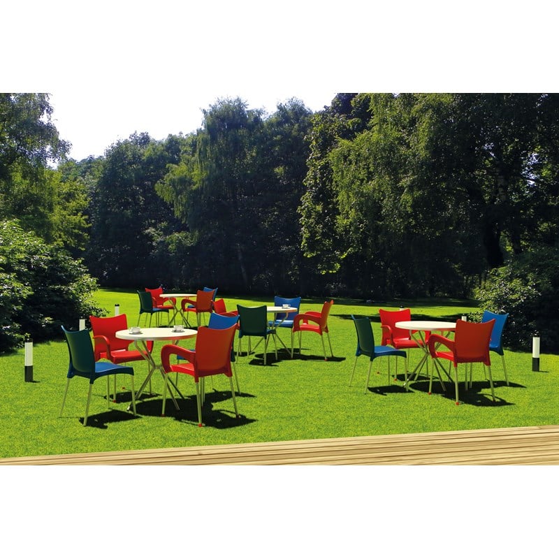 Compamia Romeo Resin Patio Dining Arm Chair in Red