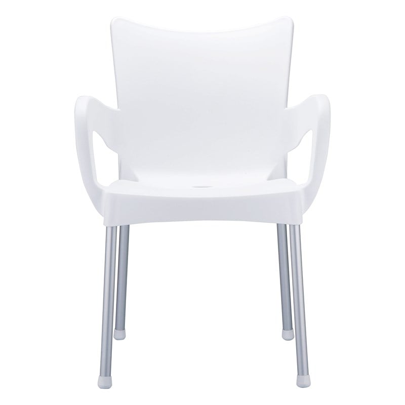 Compamia Romeo Resin Patio Dining Arm Chair in White