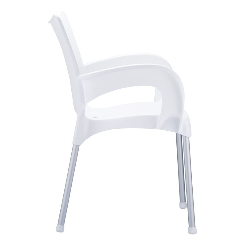 Compamia Romeo Resin Patio Dining Arm Chair in White