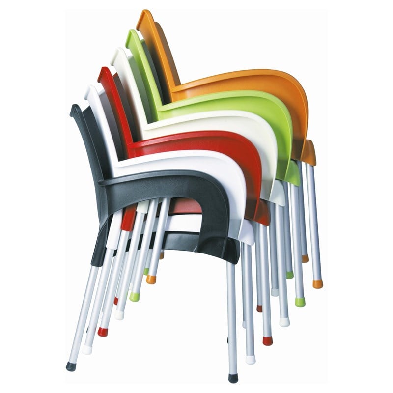 Compamia Romeo Resin Patio Dining Arm Chair in White