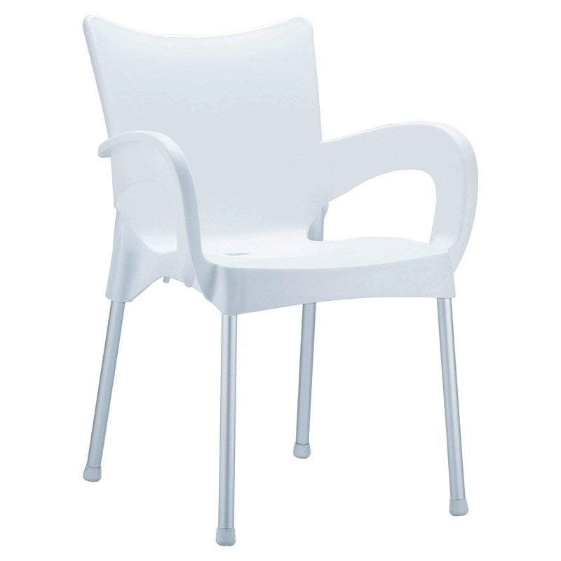 Compamia Romeo Resin Patio Dining Arm Chair in White