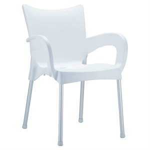 Compamia Romeo Resin Patio Dining Arm Chair in White