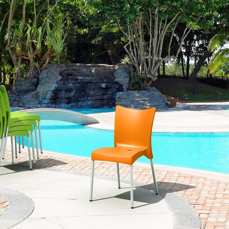 Compamia Juliette Resin Patio Dining Chair in Orange