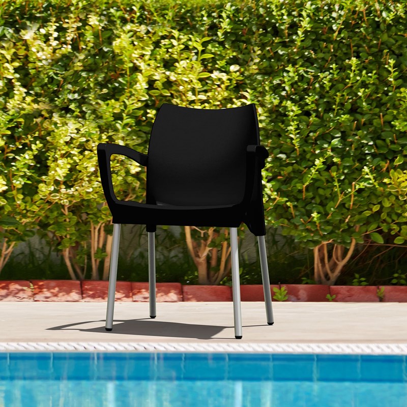 Compamia Dolce Resin Outdoor Arm Chair in Black
