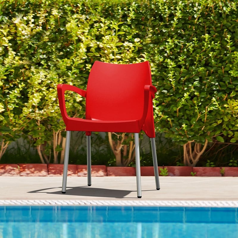 Compamia Dolce Resin Outdoor Arm Chair in Red