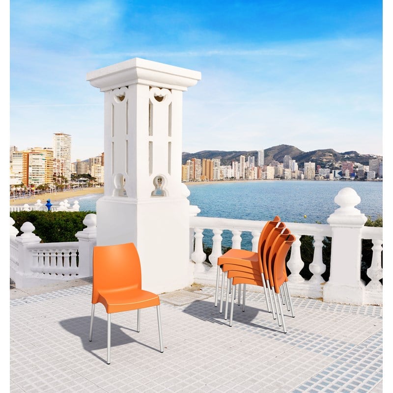 Compamia Vita Resin Outdoor Patio Dining Chair in Orange