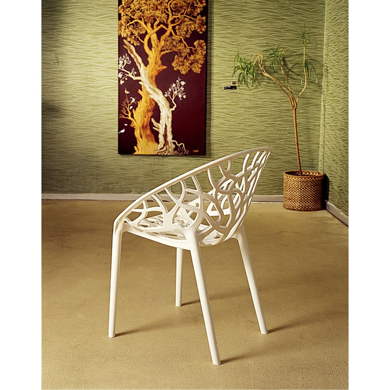 Compamia Crystal Polycarbonate Patio Dining Chair in Glossy White