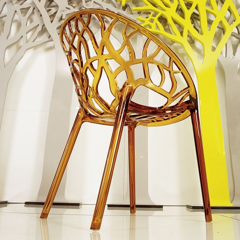 Compamia Crystal Polycarbonate Patio Dining Chair in Amber