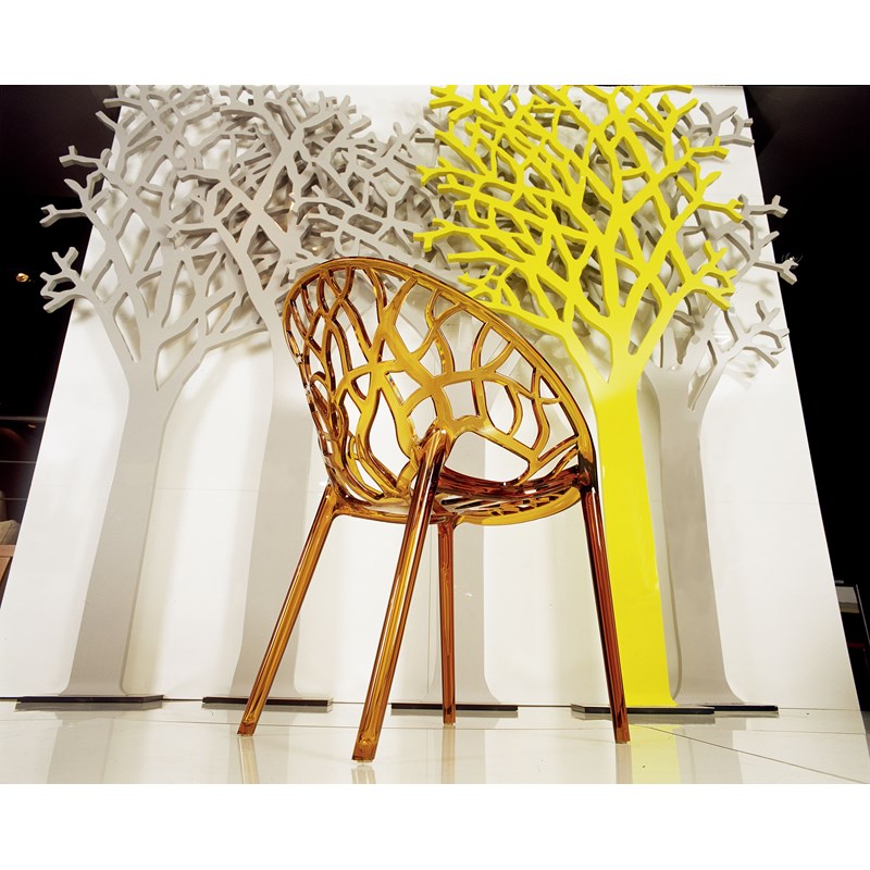 Compamia Crystal Polycarbonate Patio Dining Chair in Amber