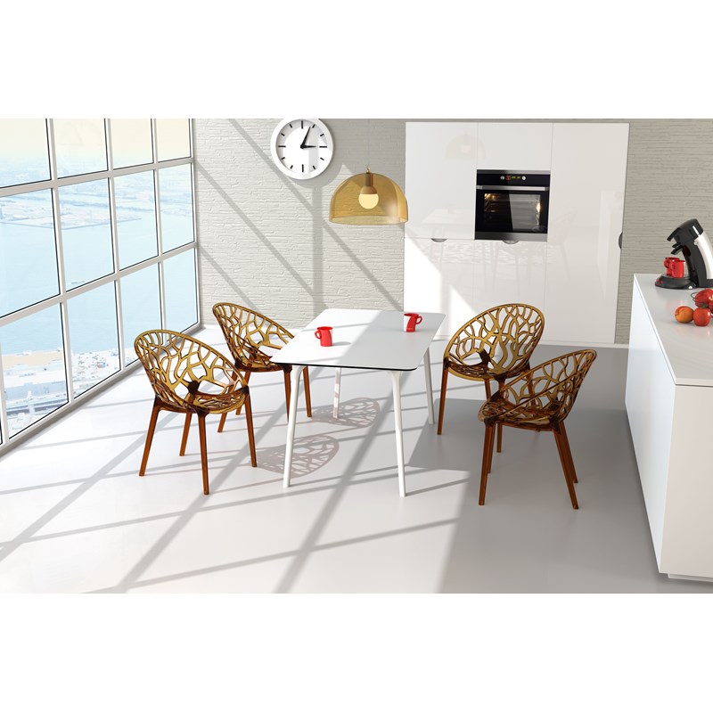 Compamia Crystal Polycarbonate Patio Dining Chair in Amber