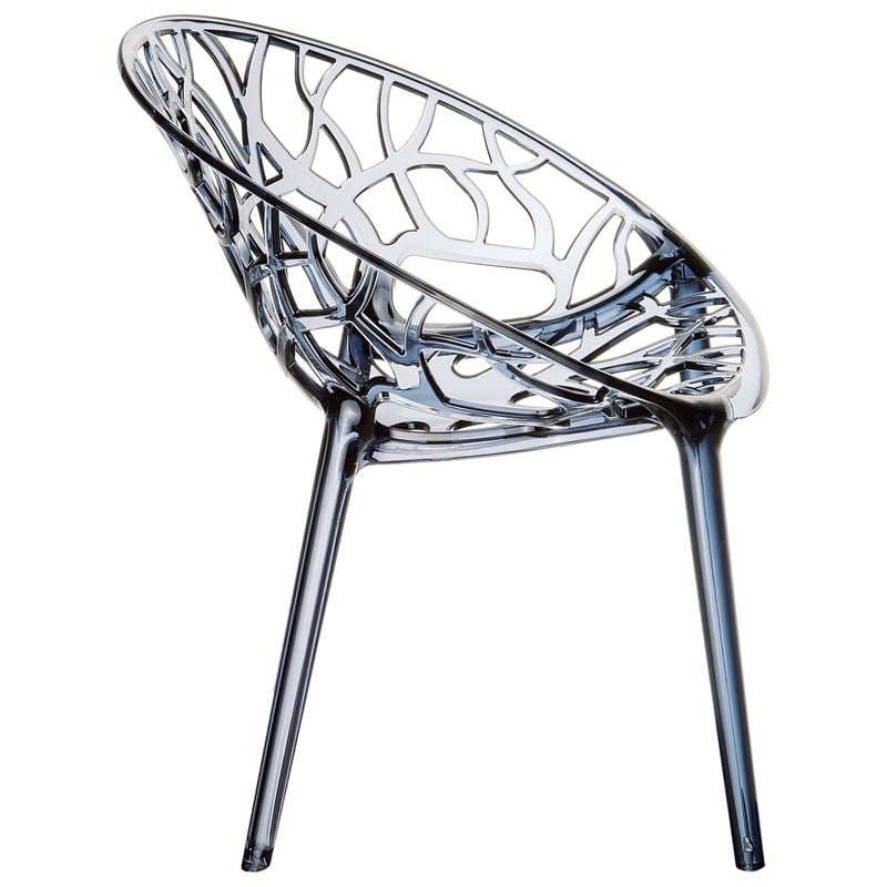 Compamia Crystal Polycarbonate Patio Dining Chair in Smoke Gray