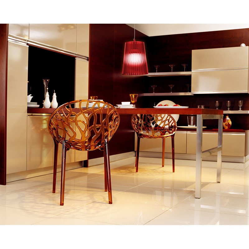 Compamia Crystal Polycarbonate Patio Dining Chair in Orange