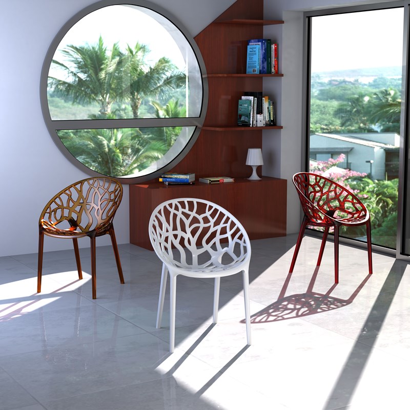 Compamia Crystal Polycarbonate Patio Dining Chair in Orange