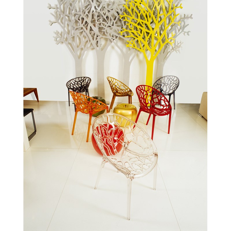 Compamia Crystal Polycarbonate Patio Dining Chair in Orange