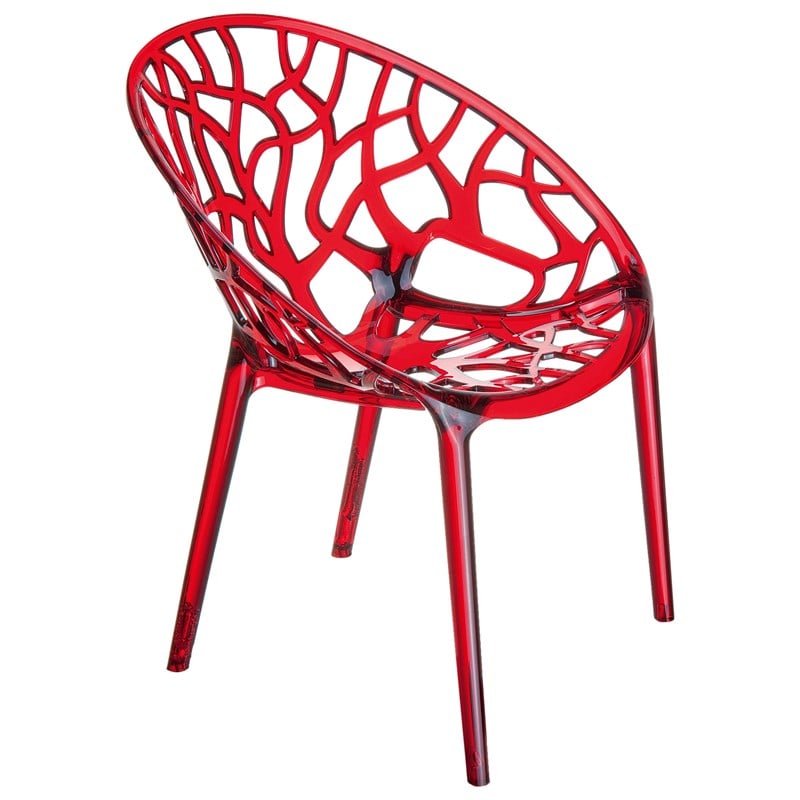 Compamia Crystal Polycarbonate Patio Dining Chair in Red