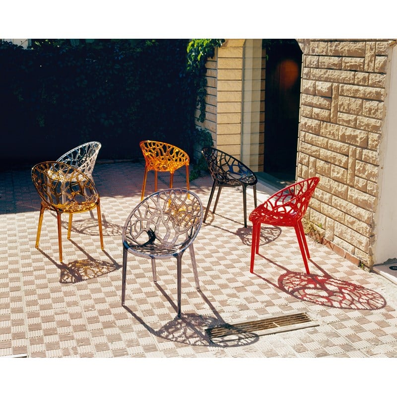 Compamia Crystal Polycarbonate Patio Dining Chair in Red