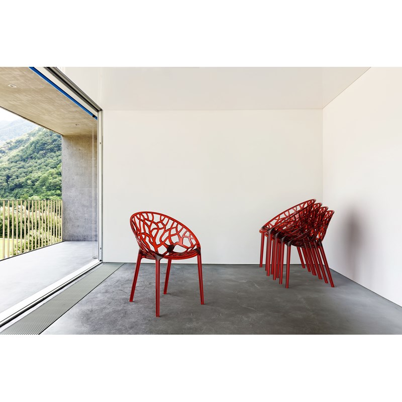 Compamia Crystal Polycarbonate Patio Dining Chair in Red