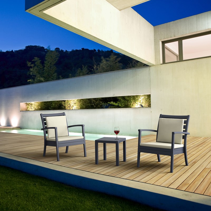 Compamia Ocean Square Resin Patio Side Table in Dark Gray