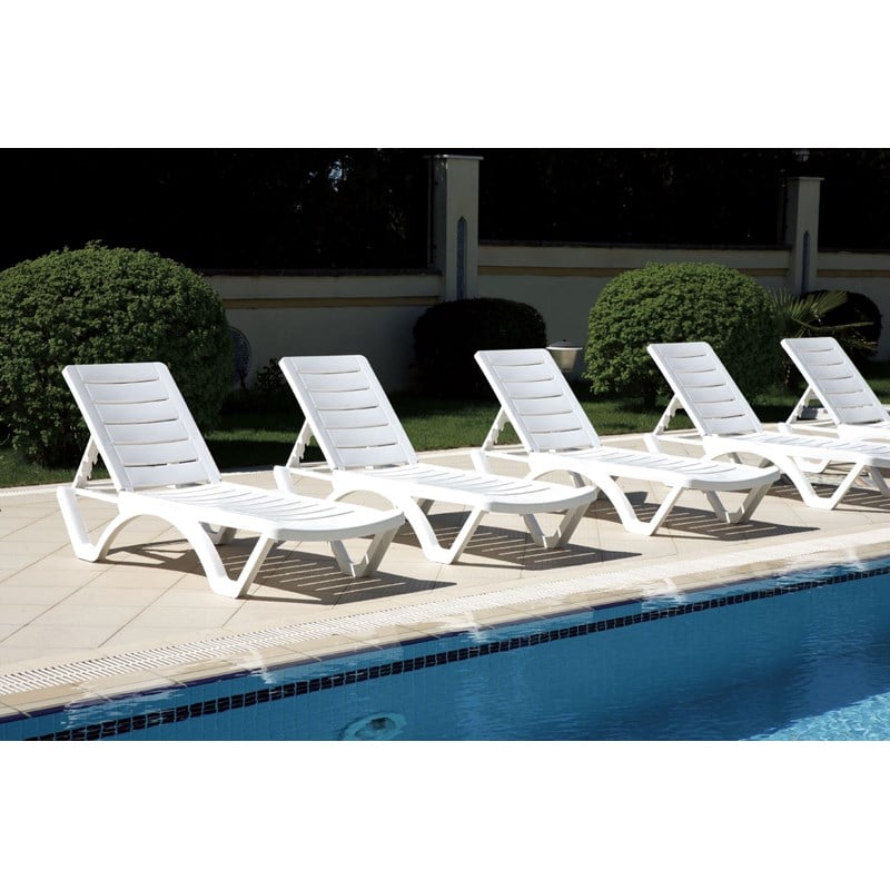 Compamia Aqua Modern Resin Pool Chaise Lounge in White Finish