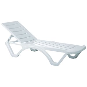 compamia aqua modern resin pool chaise lounge in white finish