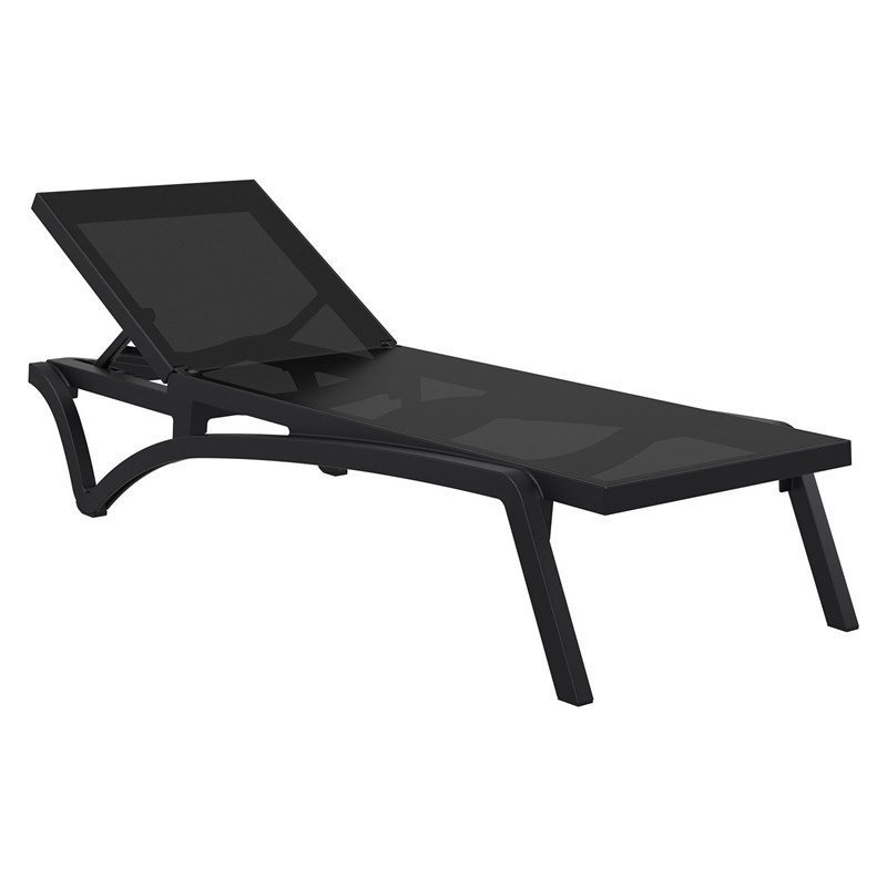 Compamia Pacific Chaise Lounge with Black Sling in Black Set of 2