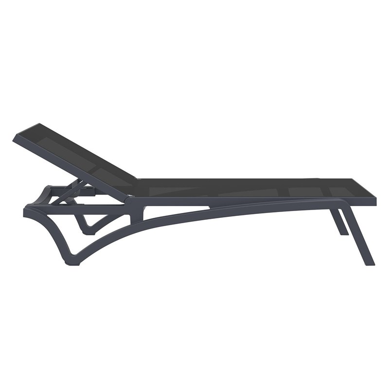 Compamia Pacific Chaise Lounge with Black Sling in Dark Gray Set of 2