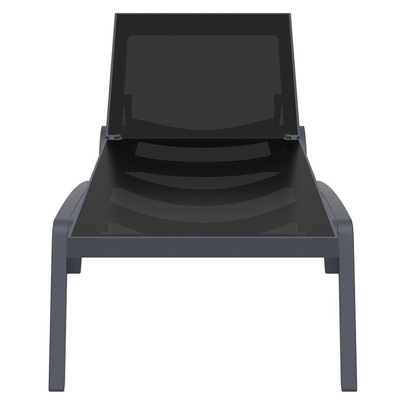 Compamia Pacific Chaise Lounge with Black Sling in Dark Gray Set of 2