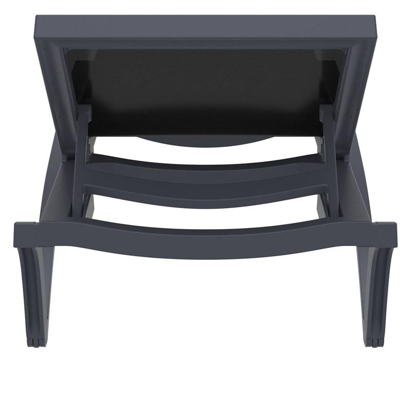 Compamia Pacific Chaise Lounge with Black Sling in Dark Gray Set of 2